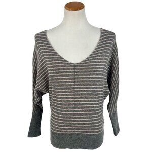 Vintage American Eagle Gray & Pink Striped Dolman Sleeve Relaxed Cozy Sweater